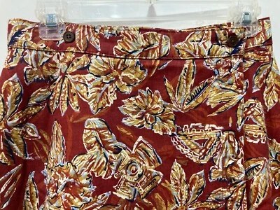 Юбка женская с оборками и тесаным запахом размер 12 Tiki ладонь богемный принт хлопок винтажная макси осень - Изображение 1 из 4