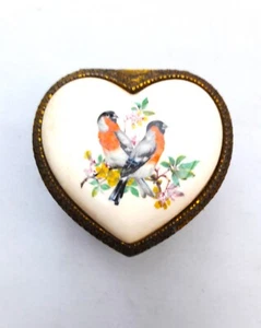 Caja de música vintage SANKYO Joyería "Bunting" Pájaros en forma de corazón - Imagen 1 de 10