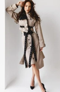 Rokh x H&M Belted Twill Skirt Greige Beige Black UK 0 4 8 10 12 14 16 US New - Picture 1 of 24