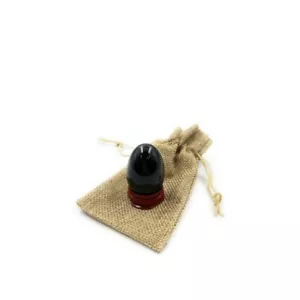 Black Obsidian Crystal Egg With Stand & Burlap Pouch - Picture 1 of 6