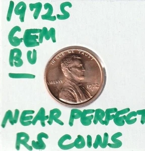 Hermosa gema 1972s sin circular "casi perfecta" centavo Lincoln #81645 envío gratuito - Imagen 1 de 2