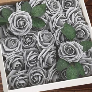 Artificial Flowers 25pcs Real Looking Fake Roses with Stems for DIY Wedding B... - Picture 1 of 7