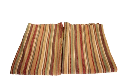 Cortinas terrosas boho a rayas 2 varillas paneles de bolsillo cabecera superior reunida 39x62" Foto 1 de 4