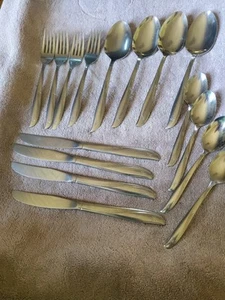 Vintage Oneida Community Edelstahl Besteck 2 Sterne Atommuster 16 Teile - Bild 1 von 6