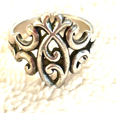 Retired James Avery Sterling Ichthus Eternity Fish Ring Size 4.75 - Image 1 of 4