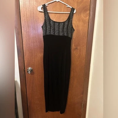 Vestido formal vintage Scala 100 % seda con terciopelo y lentejuelas talla mediana Foto 1 de 4