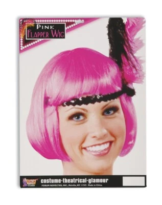 Peluca Roaring años 20 Bob corto con flequillo rosa aleta accesorio de Halloween #3508 Foto 1 de 4