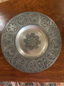 VINTAGE Zodiac MID-CENTURY MCM CHARGER 12” DETAILED ASTROLOGY HEAVY PEWTER Plate - Picture 1 of 16