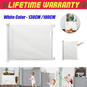 Pet Safety Gate Retractable Dog Barrier Folding Home Doorway Stair Guard - Picture 1 of 14