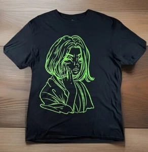 Camiseta BILLIE ELISH Adulto Mediana Negra Dibujo Retrato Gira Gráfico Banda Camiseta - Imagen 1 de 5