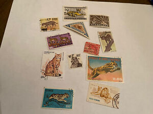 Postage stamps used Wild cats 10 stamps