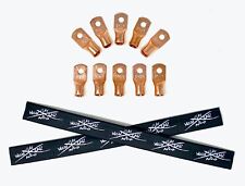 (10) 4 Gauge Copper Ring Terminals 1/4" BLACK Heat Shrink Tubing LUGS