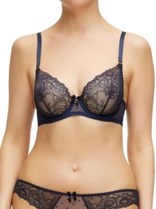 Dita Von Teese NAVY Fiamma Underwire Balconette Bra, US 34C, UK 34C - Picture 1 of 4