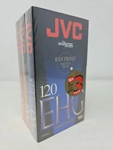 New Sealed 3 Pk JVC VHS Tapes High Energy 120 Blank VHS Tapes Recording - Picture 1 of 6