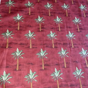 Fabric-cotton-Cranston V.I.P. Rust/RED & Palm Tree PRINT 1 yard Nice! - Picture 1 of 4