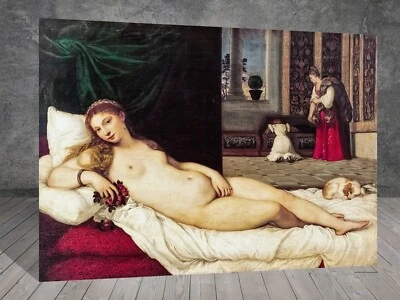Tiziano Venus de Urbino LIENZO PINTURA ARTE IMPRESIÓN PÓSTER 1009 Foto 1 de 4
