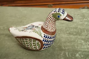 Tonala Pottery Duck Figurine (O4L) 9" Marked Mallard Handmade Bird Mexico - Picture 1 of 9