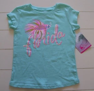 Girls Reel Legends Aruba Blue Florida Fish Blowing Heart Bubbles T Shirt Sz 4 - Picture 1 of 3
