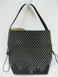 Bolso de Mano Grande ALAIA PARIS Negro Gamuza Plata Tachonado, Usado en Excelente Condición - Imagen 1 de 10