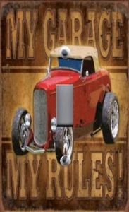 Light Switch Plate Outlet Covers MAN CAVE ~ My Garage My Rules ~ Red Vintage Car - Picture 1 of 26