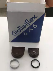 2 x ROLLEIFLEX FILTERS..28mm..In LEATHER POUCHES..plus EMPTY ROLLEIFLEX 6x6 BOX - Picture 1 of 23