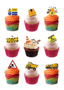 25 tapas de papel comestibles constructor de construcción trabajador oblea de papel cupcake pastel de pie - Imagen 1 de 2