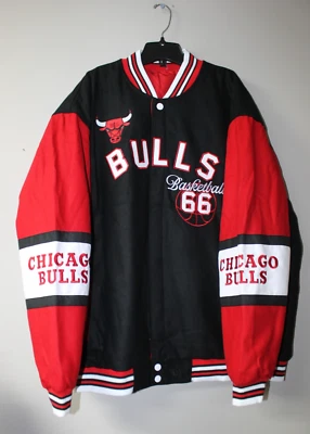 New NBA Chicago Bulls real wool embroidery reversible heavy jacket men's 3XL - Image 1 of 4