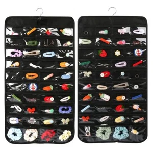 80 Pocket Hanging Jewelry Organizer for Women Holder Organizer Storage Black - Picture 1 of 9