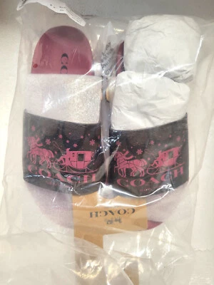 Zapatos deportivos Coach Slide rosa firma lona caballo y carro para mujer talla 6” Foto 1 de 4