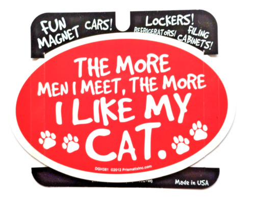 Fun Cat Magnet - The More Men I Meet, The More I Like My Cat - 4"x6" Fridge Gift