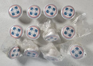 (12) Vintage 1990 Lillian Vernon Porcelain Blue Heart Country Drawer Pulls Knobs - Picture 1 of 8