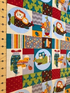 Animals Flying Helicopter Flannel fabric sold by the yard #2187 - Picture 1 of 1