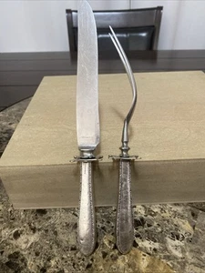 Antique Sterling Silver Handle CARVING SET Knife 9 3/4 Fork 8 3/4 2.7oz Each - Picture 1 of 24