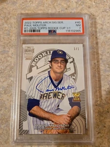 2022 TOPPS ARCHIVE SIGNATURE SERIES PAUL MOLITOR ROOKIE CUP 1/1 PSA 7 NM - Picture 1 of 2
