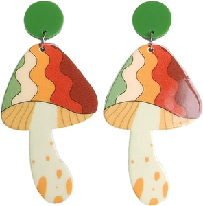 Bunte niedliche Pilzform Harz Acryl Ohrhänger zierlich Yin Yang Tai C - Bild 1 von 1