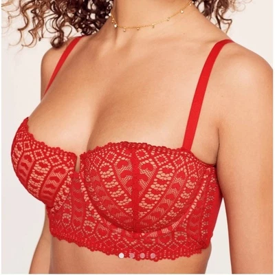 Sujetador Adore Me Nymphadora Contorno Balconette Rojo Corazón Encaje Mujer 34DDD Foto 1 de 4