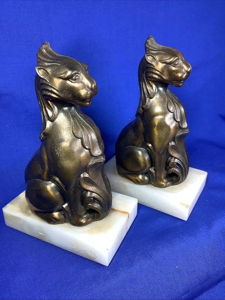 Par de sujetalibros de leona de bronce de 1867 Clovis Edmond Masson escultura antigua francesa Foto 1 de 4