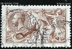 GB 1919 SC 173 BRITANNIA 2s6P OLIVE BROWN UNG WM 34 F/VF #1 SCV $160 - Picture 1 of 2