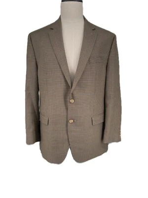 Blazer para hombre Lauren Ralph Lauren 44R marrón crema espiga negocios Foto 1 de 4