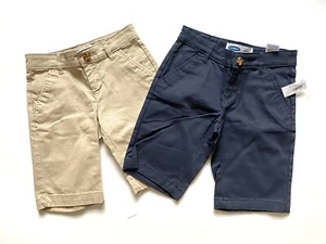 2 Girls School Uniform Twill Bermuda Shorts Old Navy Size 8 Adjustable Waist - Picture 1 of 9