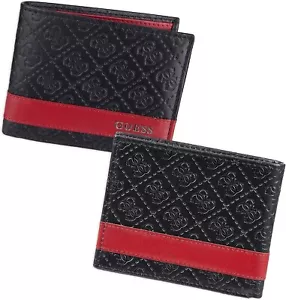 Guess Men Leather Slim Bifold Wallet RFID SECURITY Gifts Father's Day Birthday - Picture 1 of 9