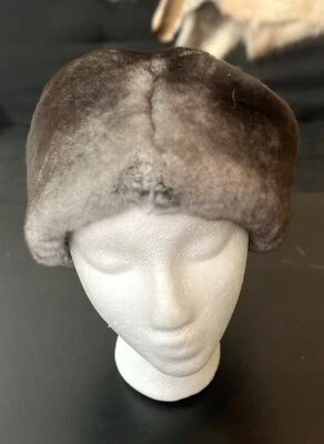Настоящая шапка цвета шиншиллы Rex кроличий мех размер L шелковая атласная подкладка - Изображение 1 из 4