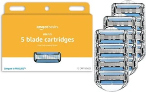 Basics Men's 5-Blade Razor Refills, 12 Cartridges, with Trimmer Attachment - Picture 1 of 6