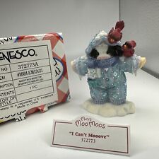 VTG Mary's Moo Moos "I Can't Mooove" Cow in Snowsuit Figurine Retired 1998 boxed