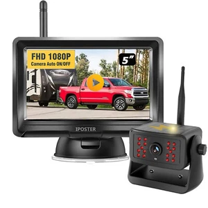 Wireless 5" Monitor DVR Standby Magnetic Solar Backup Camera Rear View Reversing - Picture 1 of 16