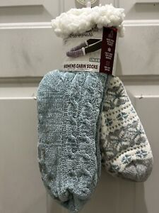 New!Womens MUK LUKS Cabin Slipper Socks. Size L/XL (8-10). 2 Pack.Lined And Warm