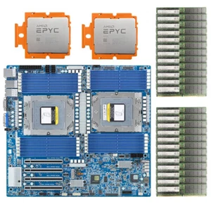 Gigabyte MZ73-LM0 mit 2x AMD EPYC 9654 CPU, 24x 16GB 4800MHz DDR5 384GB RAM - Bild 1 von 5