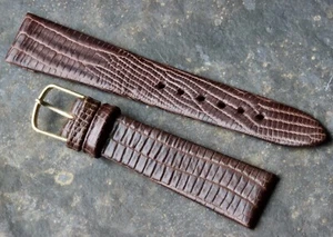 Sin acolchar y sin coser 18mm teju lagarto patrón vintage correa de reloj de cuero NOS - Imagen 1 de 4