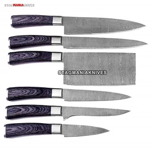 Handgeschmiedeter Damaststahl Full Tang Koch Set Essset Küchenmesser - Bild 1 von 4