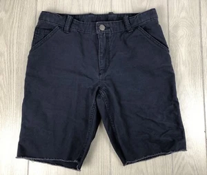 Gap Kids Boys Navy Blue Canvas Raw Hem Shorts Size 14 Adjustable Zip Button - Picture 1 of 8